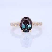 Load image into Gallery viewer, 2 Carat Oval Alexandrite Hidden Halo Rose Gold Twisted Shank  Engagement Ring