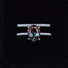 Load image into Gallery viewer, 3 Carat Oval Alexandrite Hidden Halo Engagement Ring Set