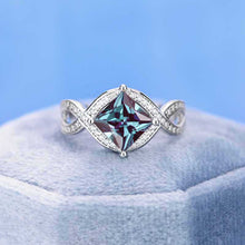 Load image into Gallery viewer, 2 Carat Princess Cut Alexandrite Stone 14K White Gold Ring