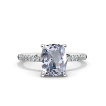Load image into Gallery viewer, 2 Carat 9x7mm Cushion Cut Vintage Style Halo Genuine Aquamarine White Gold Engagement Ring