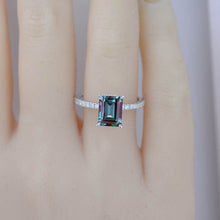 Load image into Gallery viewer, 2 Carat Emerald Cut Alexandrite Hidden Halo Engagement Ring