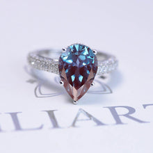 Load image into Gallery viewer, 3 Carat Pear Cut Alexandrite Hidden Halo Engagement Ring