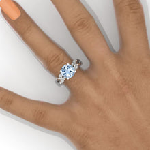 Load image into Gallery viewer, 2 Carat Round Halo Genuine Aquamarine White Gold Engagement Ring