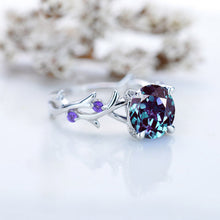 Load image into Gallery viewer, 2 Carat Alexandrite Twig Floral White Gold Engagement  Ring