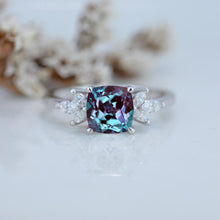 Load image into Gallery viewer, 2 Carat Cushion Cut Alexandrite White Gold Engagement Ring