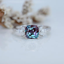 Load image into Gallery viewer, 3Ct Cushion Alexandrite Engagement Ring, Cushion Alexandrite Engagement Ring