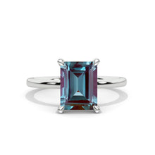 Load image into Gallery viewer, 2 Carat 9х7 Radiant Cut Halo Alexandrite White Gold Engagement Ring