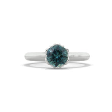 Load image into Gallery viewer, 2 Carat Teal Sapphire Low Set Engagement Gold Ring