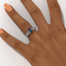 Load image into Gallery viewer, 14K White Gold  2 Carat Oval Alexandrite Engagement Ring Eternity Ring Set