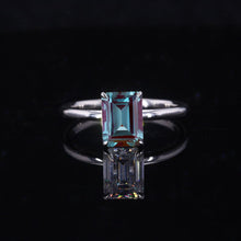 Load image into Gallery viewer, 3 Carat  Setting Emerald Cut Alexandrite 14K White Gold Engagement Ring