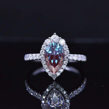 Load image into Gallery viewer, Luxury 3 Carat Pear Cut Halo Alexandrite 14K Solid White Gold
