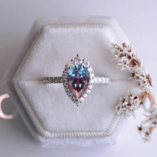 Load image into Gallery viewer, Luxury 3 Carat Pear Cut Halo Alexandrite 14K Solid White Gold