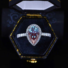 Load image into Gallery viewer, 14K Solid White Gold 3 Carat Halo Pear Cut Alexandrite Ring