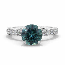 Load image into Gallery viewer, Camilla 2.4 Carat Teal Sapphire Hidden Halo Engagement Ring