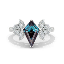 Load image into Gallery viewer, 3 Carat Kite Alexandrite Engagement Ring. 3CT Fancy Shape Alexandrite Ring