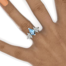 Load image into Gallery viewer, 3 Carat Kite Genuine Aquamarine Engagement Ring. 3CT Fancy Shape Aquamarine Ring