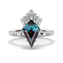 Load image into Gallery viewer, 3 Carat Kite Alexandrite Engagement Ring. 3CT Fancy Shape Alexandrite Ring