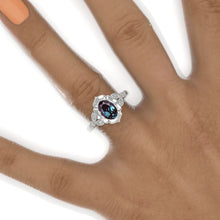 Load image into Gallery viewer, 2 Carat Oval Alexandrite Halo Engagement Ring