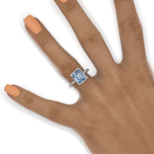 Load image into Gallery viewer, 4 Carat Emerald Cut Genuine Aquamarine Double Hidden Halo Engagement Ring