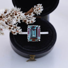 Load image into Gallery viewer, 4 Carat  Radiant Cut Alexandrite Double Hidden Halo Engagement Ring