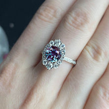 Load image into Gallery viewer, 14K White Gold 2 Carat Round Alexandrite Halo Engagement Ring