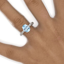 Load image into Gallery viewer, 14K White Gold 2 Carat Oval Genuine Aquamarine Twisted Shank Engagement Ring
