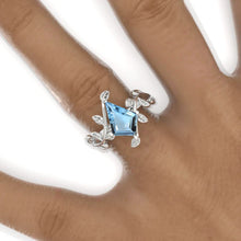 Load image into Gallery viewer, 2.5 Carat Kite Genuine Aquamarine Engagement Ring. 2.5CT Fancy Shield Shape Aquamarine Ring
