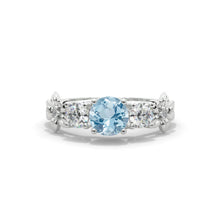 Load image into Gallery viewer, 1.5 Carat Genuine Aquamarine Three-Stone White Gold Engagement Ring