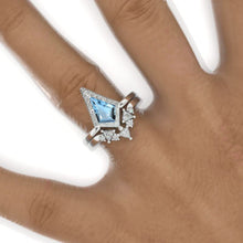 Load image into Gallery viewer, 2.5 Carat Kite Genuine Aquamarine Engagement Ring. 2.5CT Fancy Kite Shape Aquamarine Ring Set