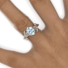 Load image into Gallery viewer, 1.5 Carat Oval Genuine Aquamarine Twig Organic Shaped 14K Gold Engagement Promissory Ring