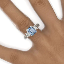 Load image into Gallery viewer, 2 Carat Emerald Cut Genuine Aquamarine White Gold Engagement Ring