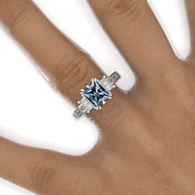Load image into Gallery viewer, 2 Carat Emerald Cut Alexandrite White Gold Engagement Ring