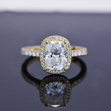 Load image into Gallery viewer, 2.5Ct Cushion Moissanite 14K Yellow Gold Engagement Ring, Cushion Halo Engagement Ring
