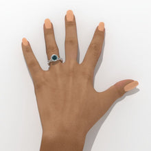 Load image into Gallery viewer, 1.0 Carat Teal Sapphire Halo Twisted Engagement Ring
