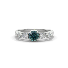 Load image into Gallery viewer, 1.0 CTW Genuine Teal Sapphire Gold Engagement Ring