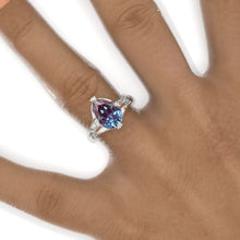 Load image into Gallery viewer, 3 Carat Pear Alexandrite Floral Engagement Ring