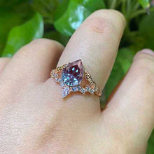 Load image into Gallery viewer, 2 Carat Pear Shape Alexandrite Floral Gold Ring