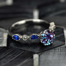 Load image into Gallery viewer, 1.0 Carat Alexandrite and Sapphire White Gold Ring I 14K White  Gold- 6 Accent