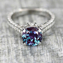 Load image into Gallery viewer, 3.2 Carat Alexandrite Engagement 14K White Gold Ring