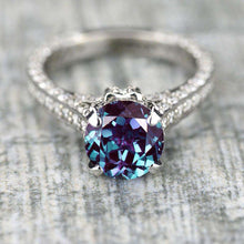 Load image into Gallery viewer, 3.2 Carat Alexandrite Engagement 14K White Gold Ring