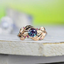 Load image into Gallery viewer, Alexandrite Engagement Ring 14K Rose and White Gold-6 Genuine Ruby Accents