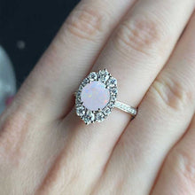 Load image into Gallery viewer, 14K White Gold 2 Carat Round White Opal Halo Engagement Ring