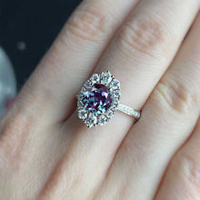 Load image into Gallery viewer, 14K White Gold 2 Carat Round Alexandrite Halo Engagement Ring
