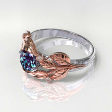 Load image into Gallery viewer, 1.0 Carat Alexandrite Engagement Ring 14K  Rose and White Gold-6 Genuine Ruby Accents