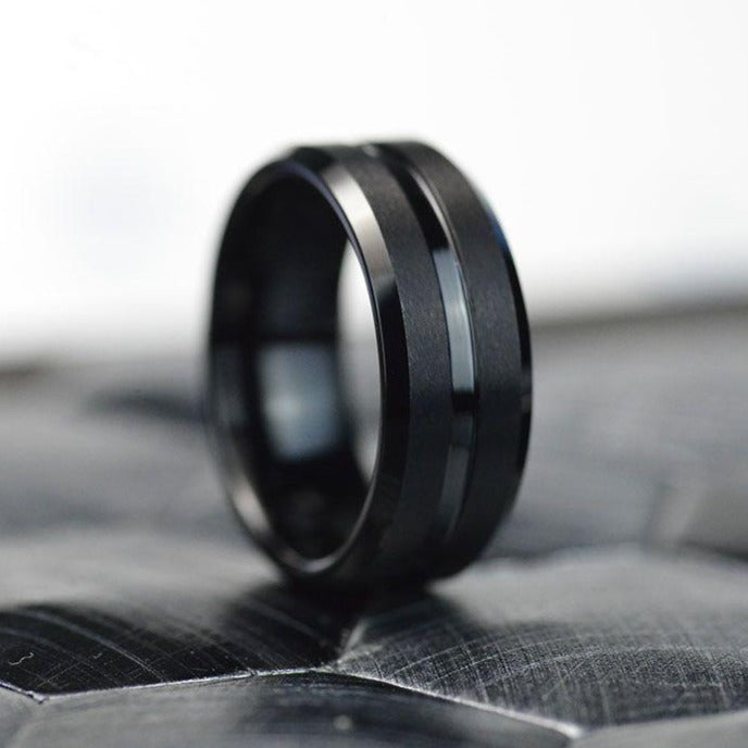 8mm Matte Black Stainless Steel Wedding Band For Men & Women - Comfort Fit