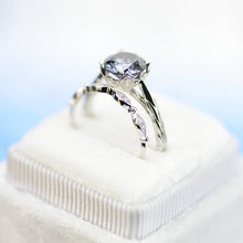Load image into Gallery viewer, 2 Carat Gray Moissanite Engagement Eternity Gold Rings Set