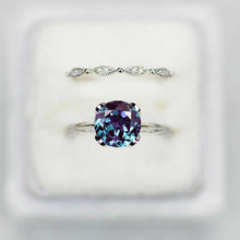Load image into Gallery viewer, 2 Carat Alexandrite Engagement Eternity Gold Rings Set