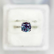 Load image into Gallery viewer, 2 Carat Alexandrite Engagement Eternity Gold Rings Set