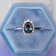 Load image into Gallery viewer, 14K White Gold 2 Carat Oval Alexandrite Halo Engagement Ring