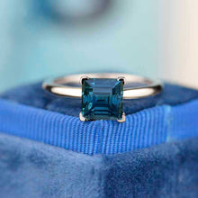 Load image into Gallery viewer, 2 Carat Princess Cut Teal Sapphire White Gold Giliarto Engagement Ring